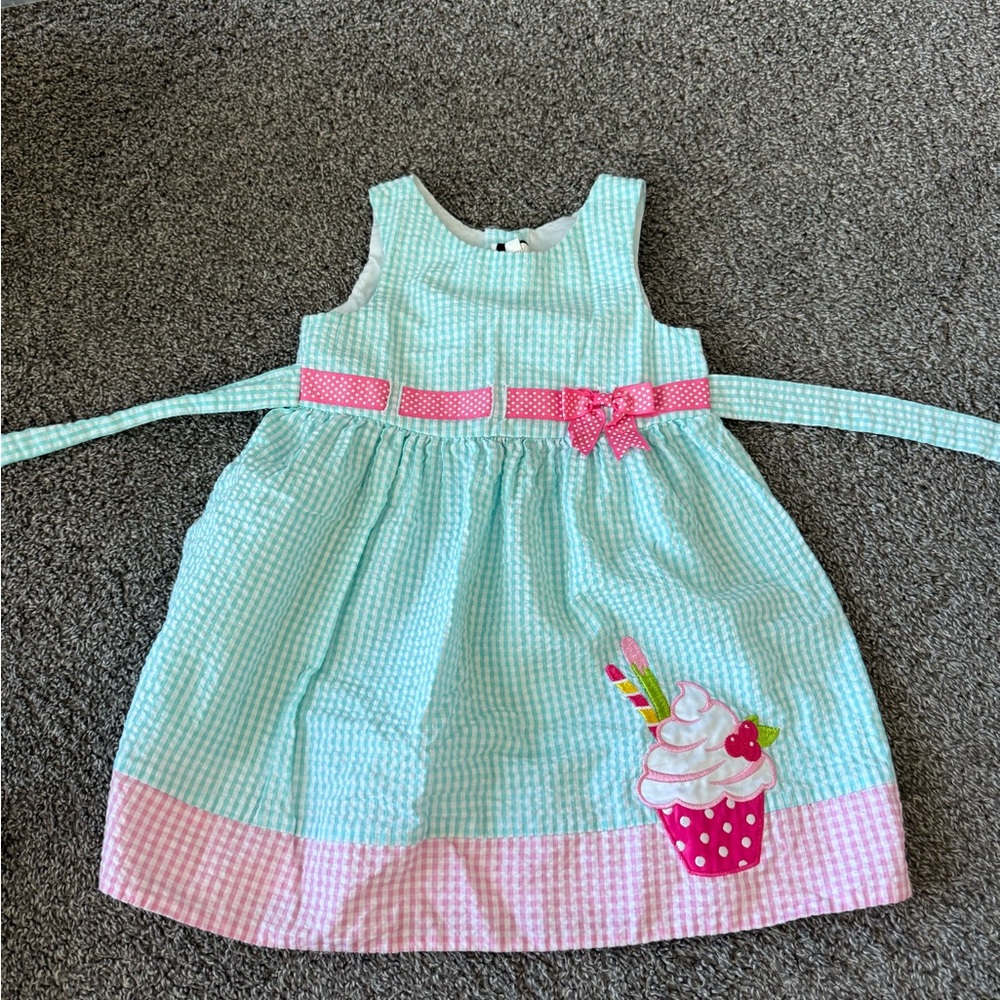 Cute Mint Green Dress with Pink Cupcake Design